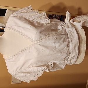 White flutter sleeve top